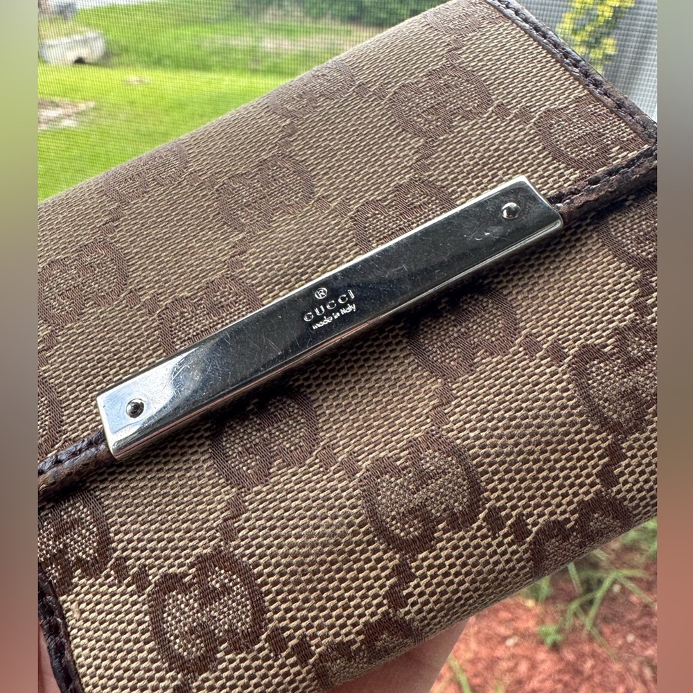 Gucci Brown GG Supreme Canvas Small Wallet with Silver Plate - Picture 9 of 16